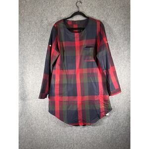 Cupshe‎ Dress Women M Red Plaid Lady Leisure Cotton Rolled Sleeves Mini Summer